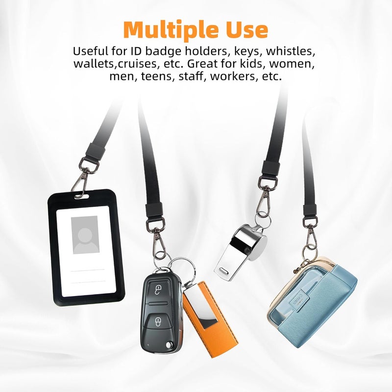 Oretgie 2 Pack Lanyards for ID Badges - Durable Lanyards for Keys, Black Key Lanyard with ID Holder for Men and Women,Clip & Buckle Badge Holder with Lanyard - Image 4